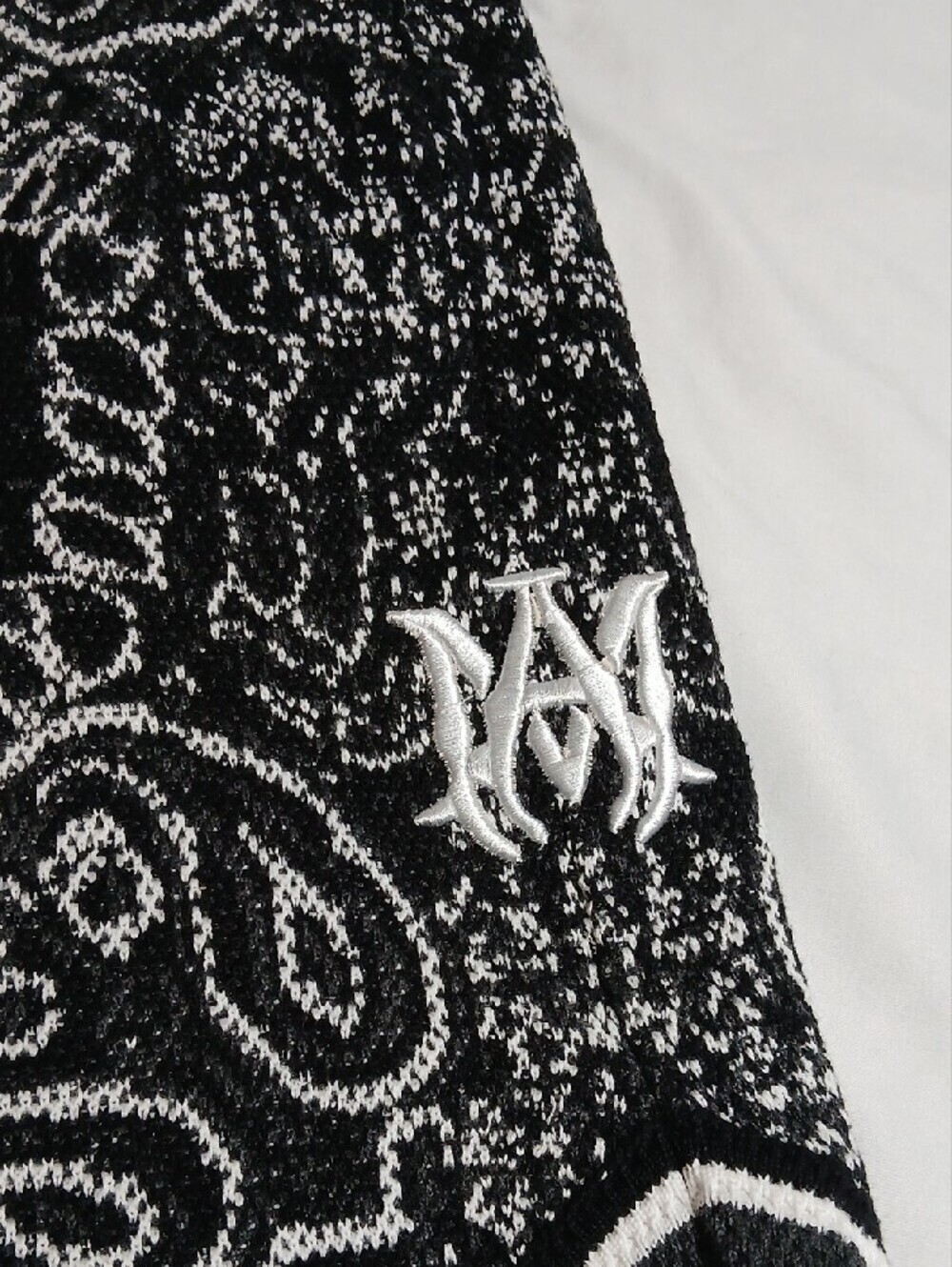 AMIRI Black and White Bandana Print Athletic Shorts - Picture 2 of 5